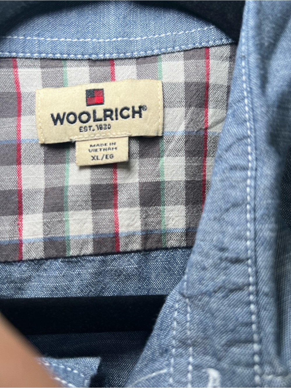 Woolrich Men’s Blue Chambray Short Sleeve Work Shirt XL 100% Cotton - Picture 5 of 9